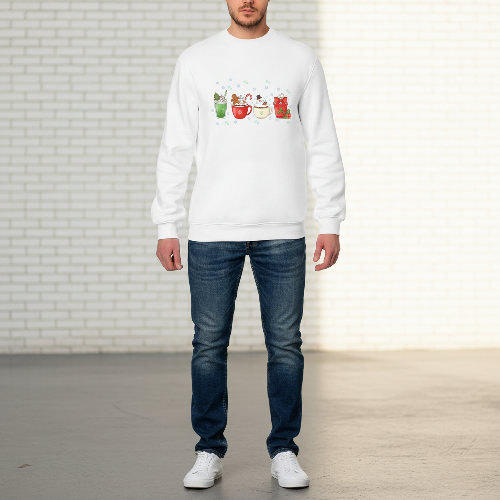 “Holiday Sips Collection” Sweatshirt – Festive Drinks-Themed Christmas Winter Jumper
