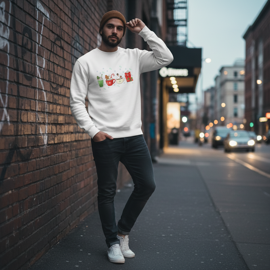 “Holiday Sips Collection” Sweatshirt – Festive Drinks-Themed Christmas Winter Jumper