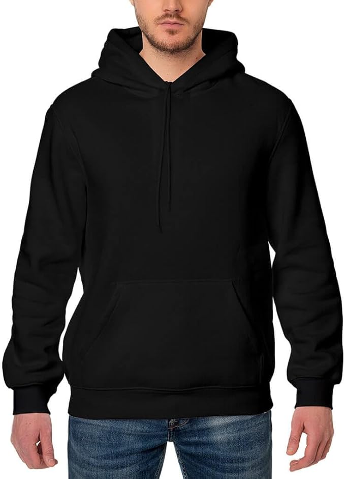 Mens Black Relaxed Fit Hoodie Sweatshirt