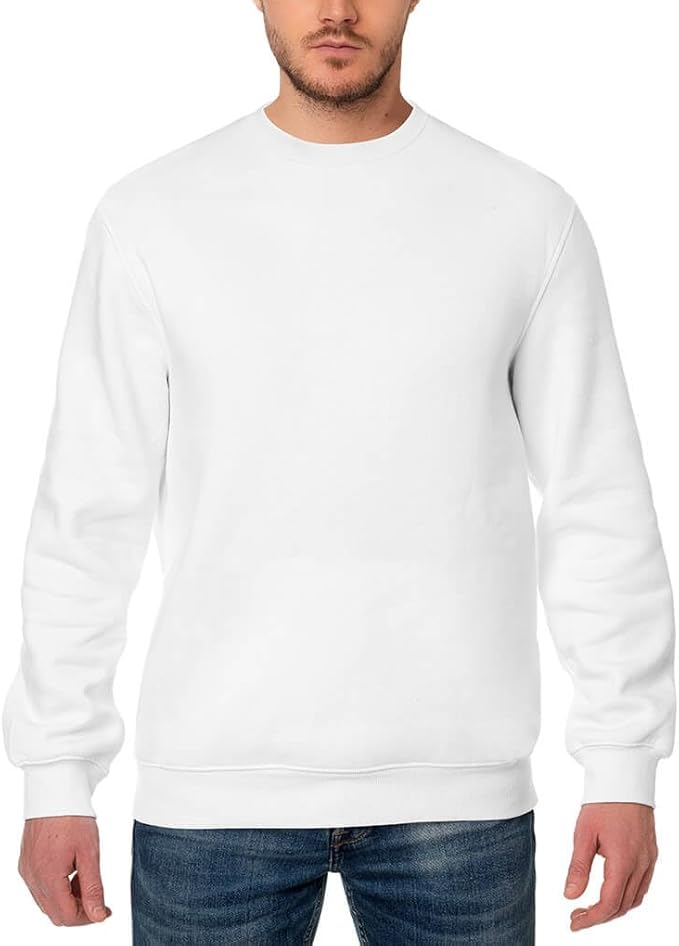 Aamera Mens Plain Pullover Sweatshirt White - Aamera Fashion