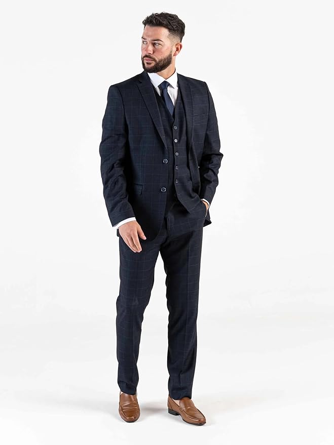Men’s Navy Blue 3-Piece Tailored Fit Suit