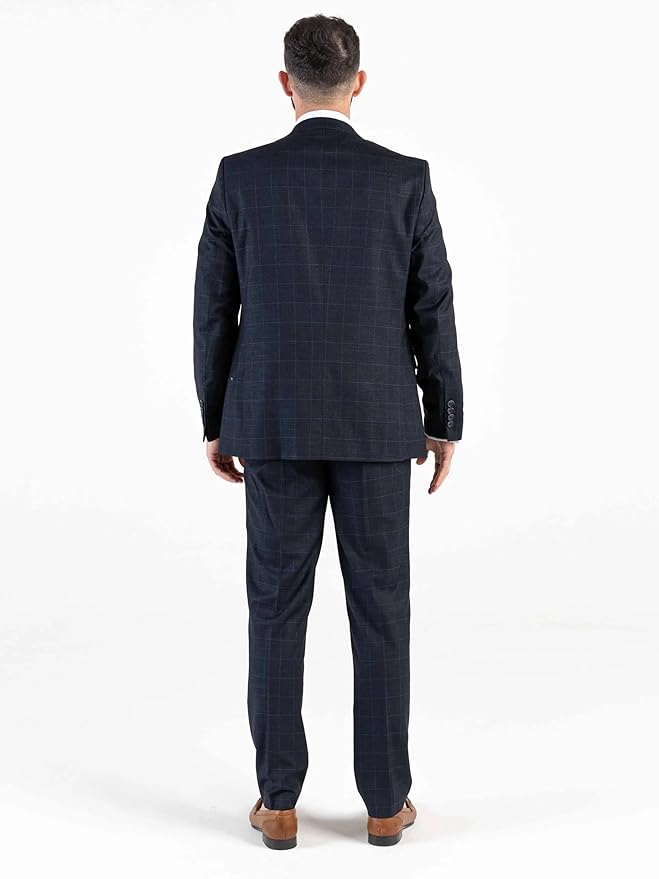 Classic Navy Blue Three-Piece Suit – Tailored Fit, Single-Breasted, Notch Lapel, Two-Button Closure – Ideal for Business and Formal Events - The Tie Company