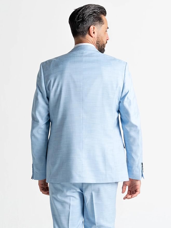 Sky Blue Three Piece Suit - Slim Fit Blazer, Trousers & Waistcoat, Notch Lapel, Complimentary Pocket Square & Tie, Perfect for Formal Events Edward - The Tie Company