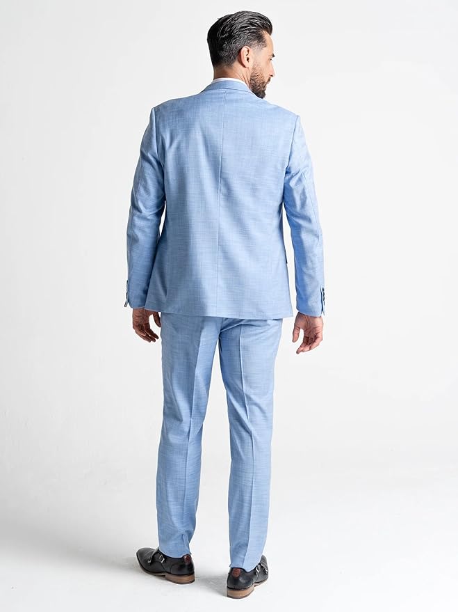 Buy Henry Mens Blue Slim Fit Three Piece Suit - Weddings, Office, Meeting, Formal, Events Suit, Order Suit Online. - The Tie Company