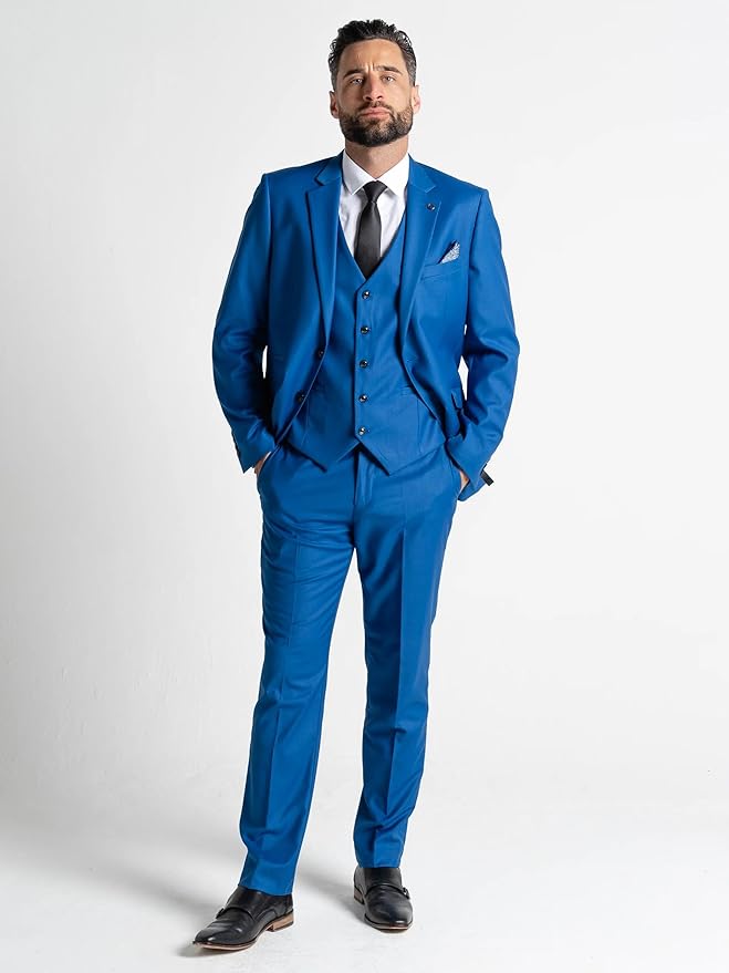 Haris Cool Blue 3-Piece Slim Fit Suit for Men
