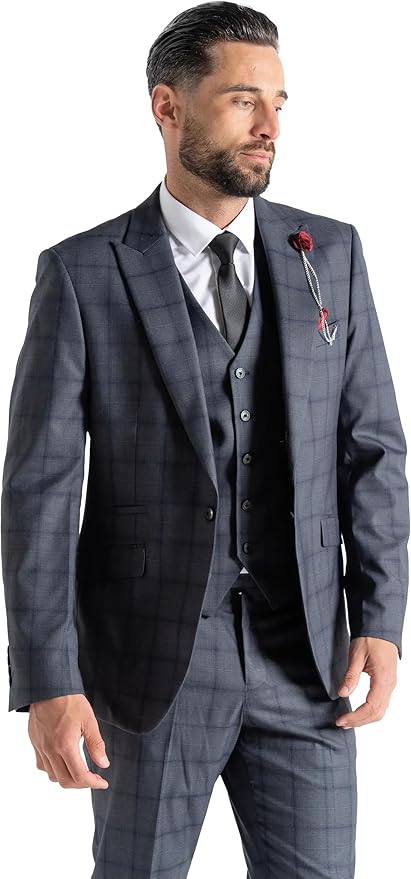 Buy Mens Kensington Dark Grey Tailored Fit Wool Three Peace Suit – Formal Events, Business Meetings, and Weddings Suit Order Suit Online - The Tie Company
