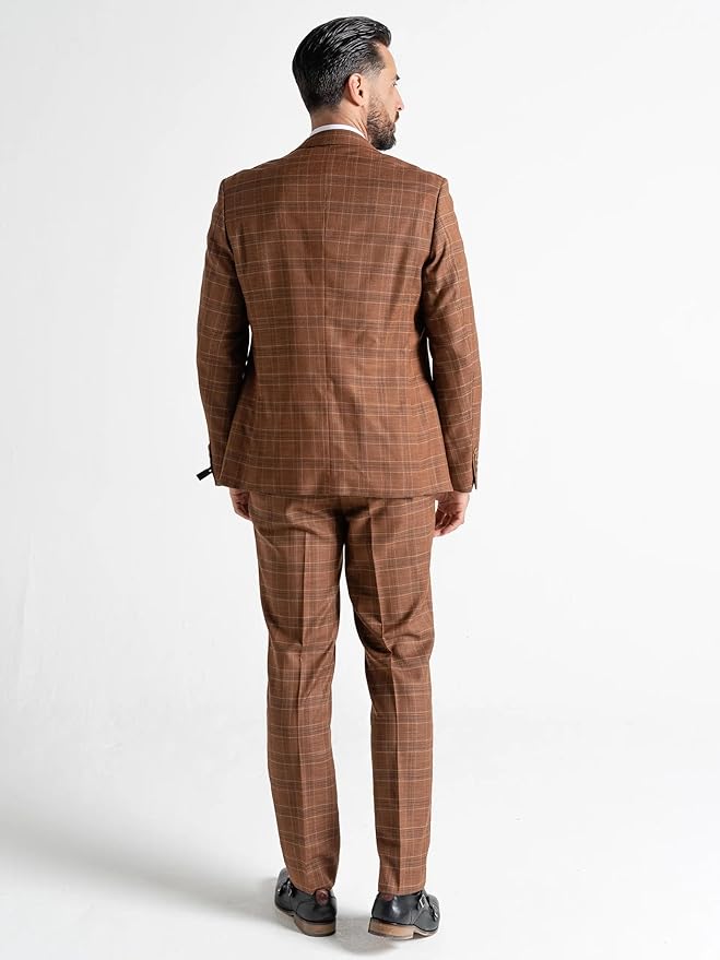 Buy Kensington Mens Tailored Fit Wool Brown Three Peace Suit – Business, Weddings & Formal Events Suit Order Suit Online - The Tie Company