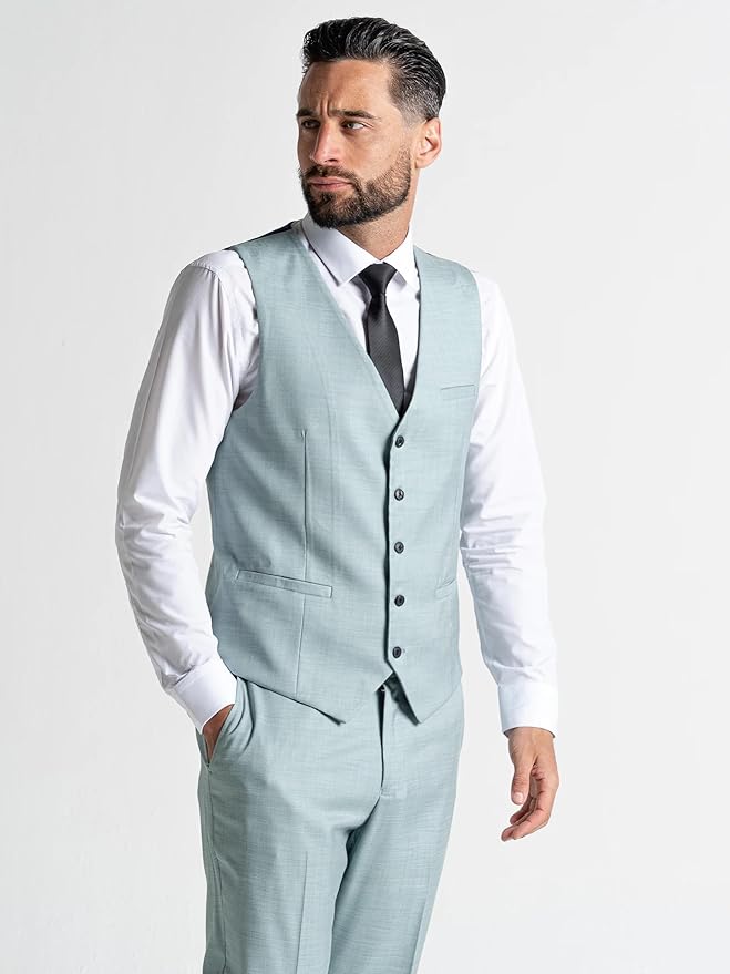 Edward Mint Green Three-Piece Suit – Slim Fit, Notch Lapel, Single-Breasted, Two-Button Closure – Ideal for Weddings and Formal Events - The Tie Company