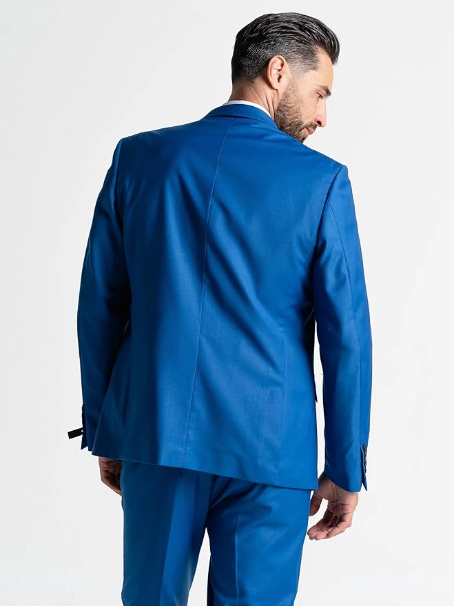 Cool Blue Three Piece Suit - Slim Fit Blazer, Trousers & Waistcoat, Notch Lapel, Complimentary Pocket Square & Tie, Ideal for Formal Occasions - Haris - The Tie Company