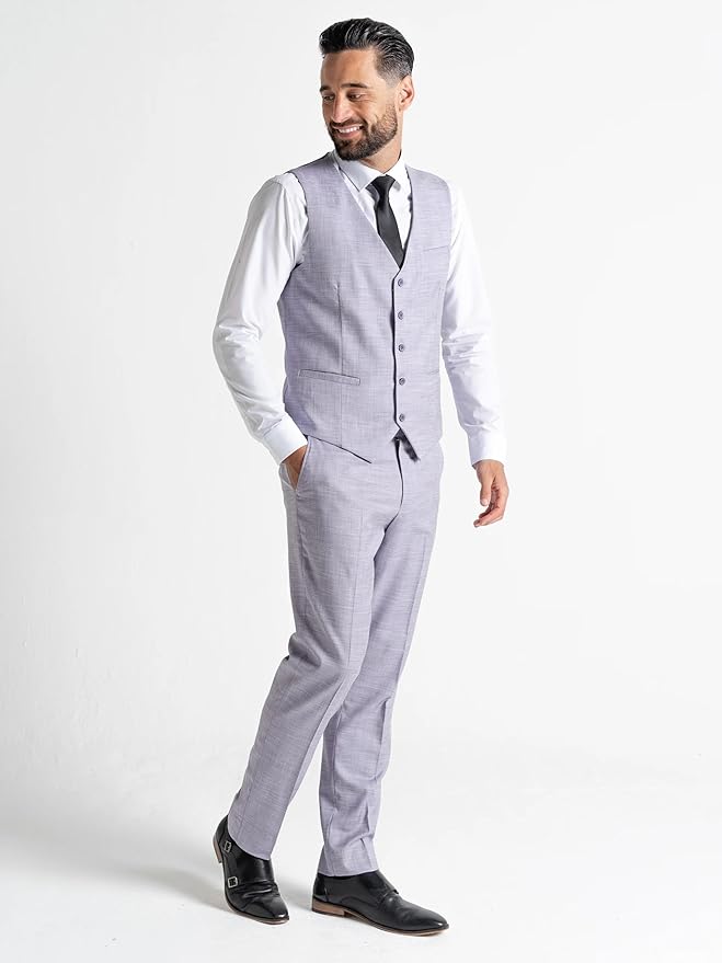 Lilac Three Piece Suit - Slim Fit Blazer, Trousers & Waistcoat, Notch Lapel, Complimentary Pocket Square, Perfect for Weddings & Formal Events - Henry - The Tie Company
