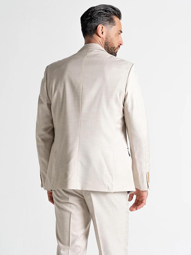 Cream Three Piece Suit - Slim Fit Blazer, Trousers & Waistcoat, Notch Lapel, Complimentary Pocket Square, Perfect for Weddings & Formal Events - Henry - The Tie Company