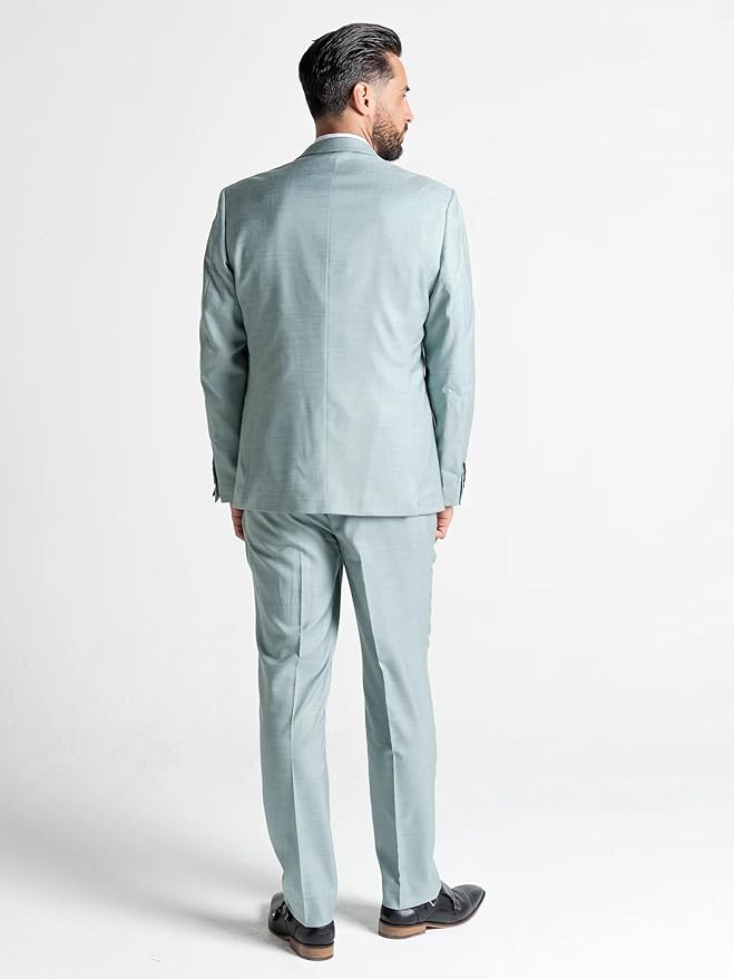 Edward Mint Green Three-Piece Suit – Slim Fit, Notch Lapel, Single-Breasted, Two-Button Closure – Ideal for Weddings and Formal Events - The Tie Company