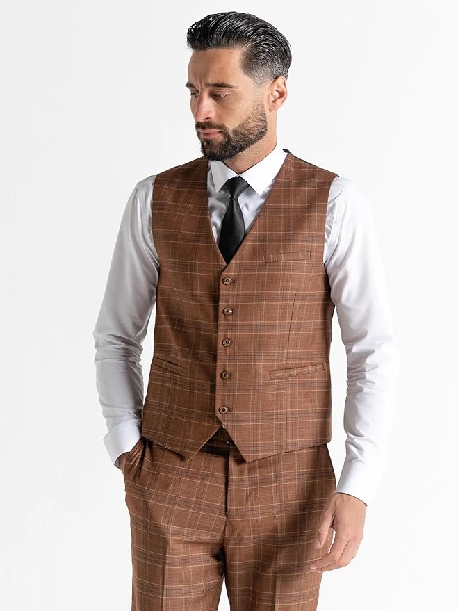 Buy Kensington Mens Tailored Fit Wool Brown Three Peace Suit – Business, Weddings & Formal Events Suit Order Suit Online - The Tie Company