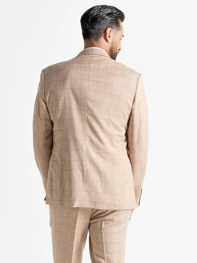 Buy Kensington Mens Cream Tailored Fit Brown Three Peace Suit - Weddings, Business Meetings, and Formal Occasions Suit Order Suit Online - The Tie Company