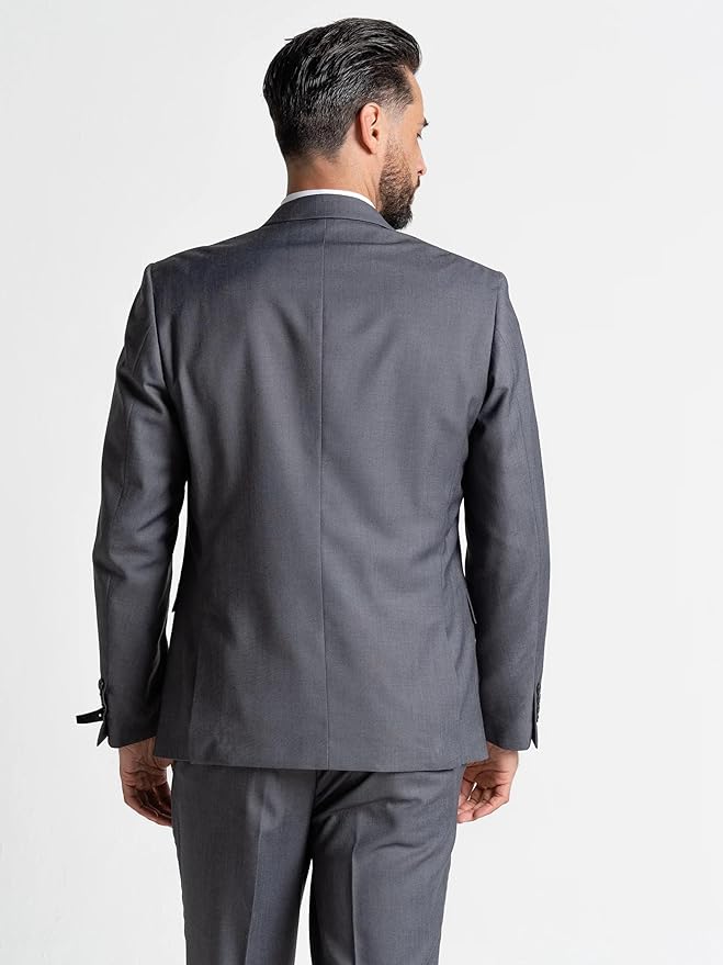 Grey Slim-Fit Blazer with Black Waistcoat Three-Piece Suit – Notch Lapel, Complimentary Pocket Square, and Grey Trousers – Elegant Formalwear for Weddings and Special Occasions - The Tie Company