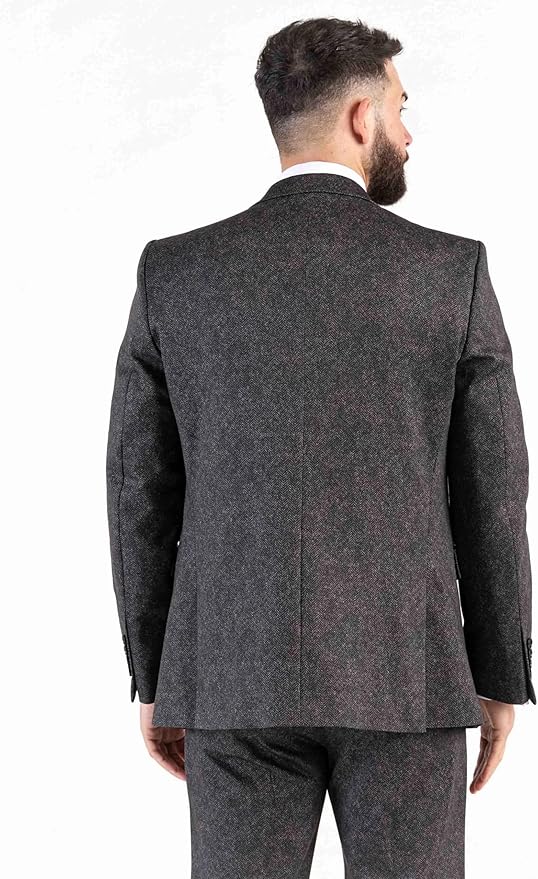 Buy Herringbone Mens Dark Grey Tailored Fit Three Piece Suit - Weddings, business, Office, Events Suit - Orders Suit Online - The Tie Company