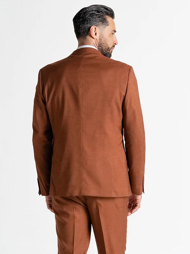 Edward Bronze Three-Piece Suit – Slim Fit, Notch Lapel, Single-Breasted, Two-Button Closure – Ideal for Weddings and Formal Events - The Tie Company