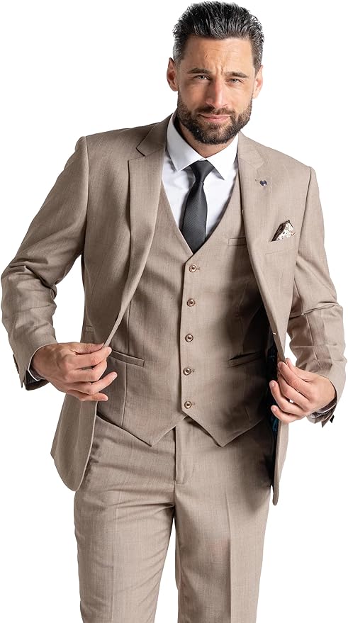 Buy Henry Mens Brown Slim Fit Three Piece Suit - Wedding, Office, Meeting Suit, Formal, Event Suit. Order Suit Online - - The Tie Company