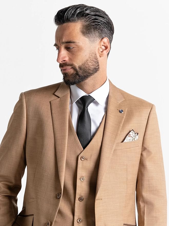 Buy Henry Mens Sand Cream Slim Fit Three Piece Suit - Weddings & Formal, Office Events Suit Order suit Online - - The Tie Company