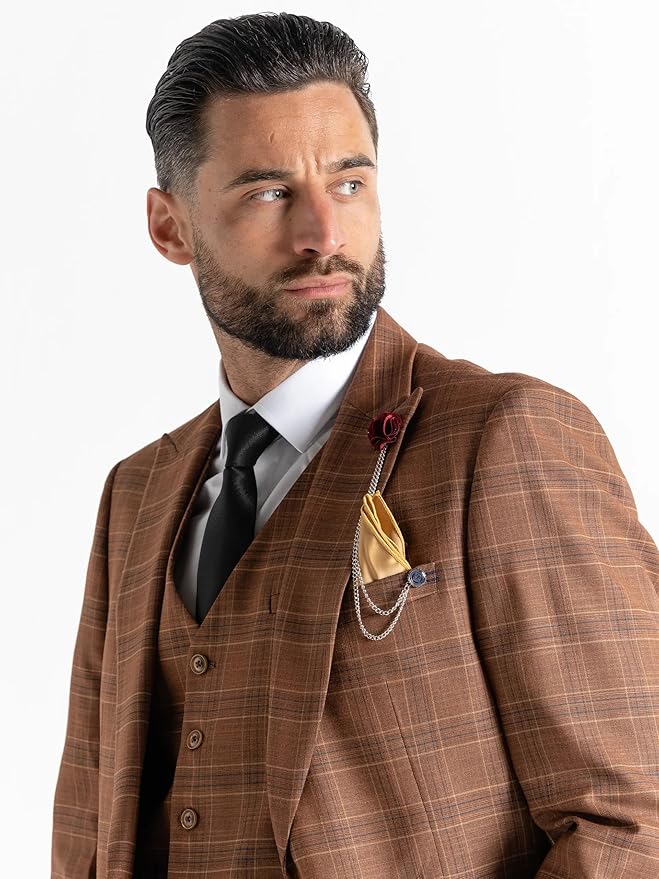 Buy Kensington Mens Tailored Fit Wool Brown Three Peace Suit – Business, Weddings & Formal Events Suit Order Suit Online - The Tie Company