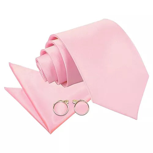 Baby Pink Tie, Pocket Square and cufflinks sets - Aamera Fashion
