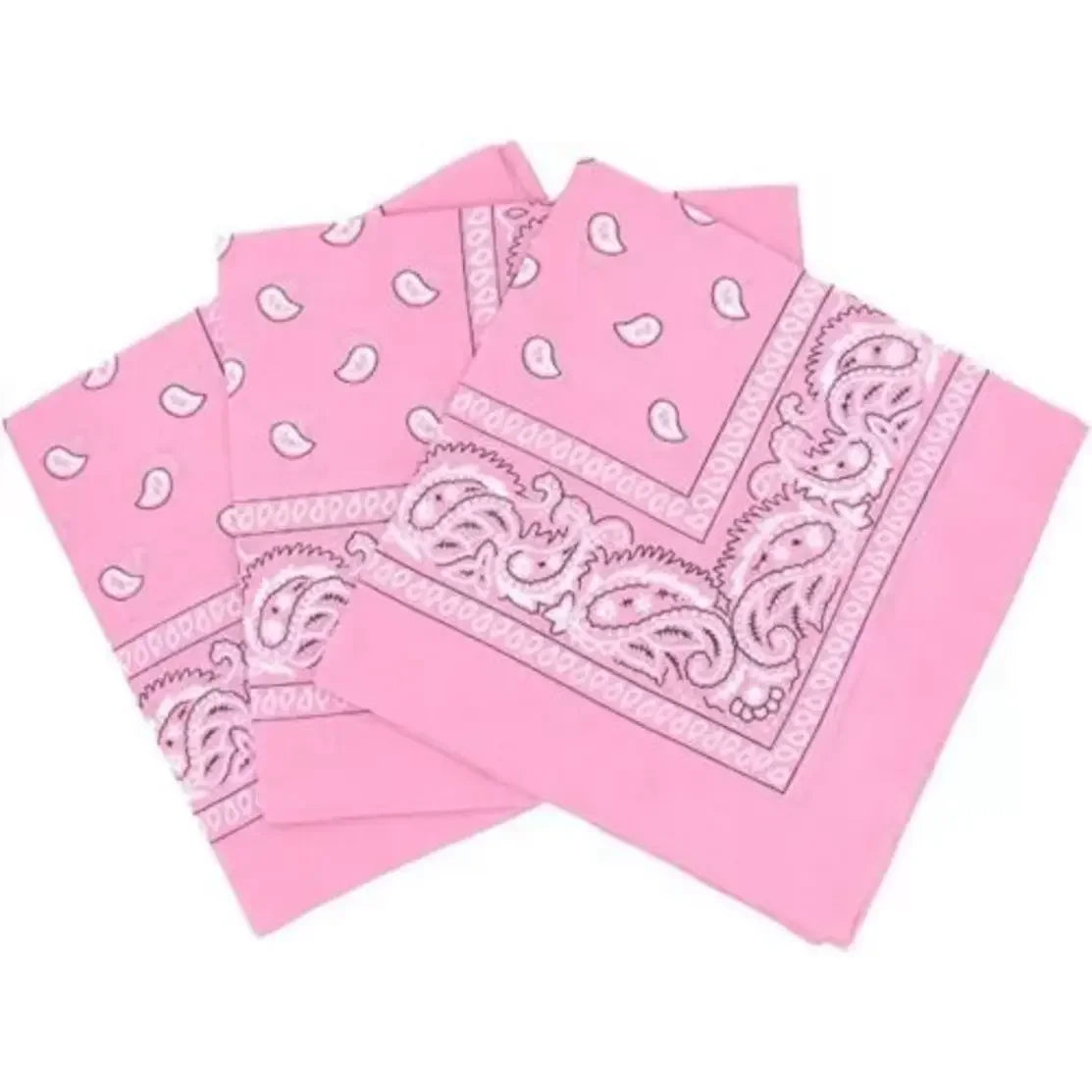 Baby Pink Paisley Cotton Bandana in 3 Pack - Aamera Fashion