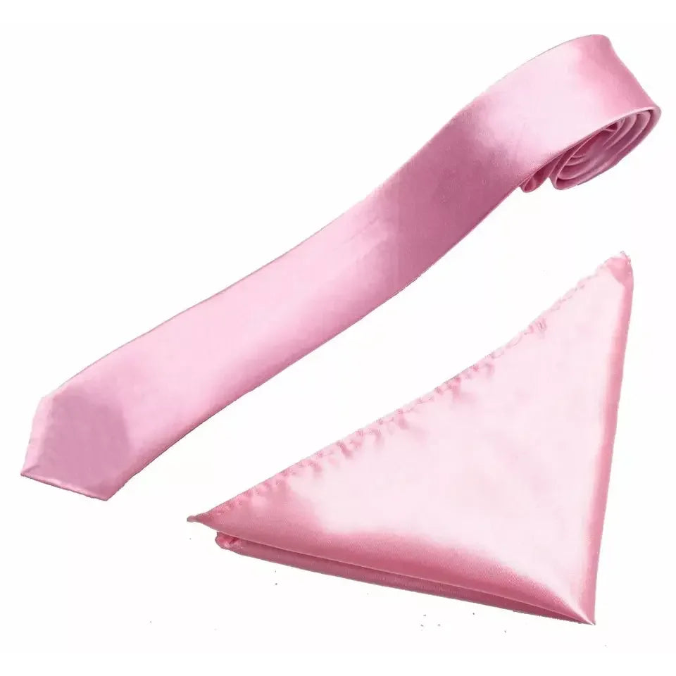 Baby Pink tie and pocket square set - Aamera Fashion