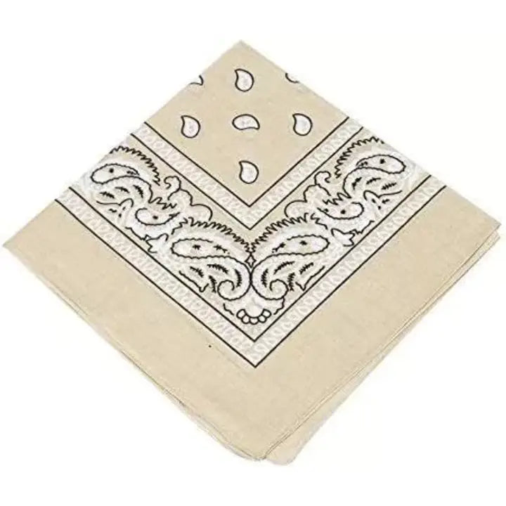 Beige Paisley Cotton Bandana - Aamera Fashion