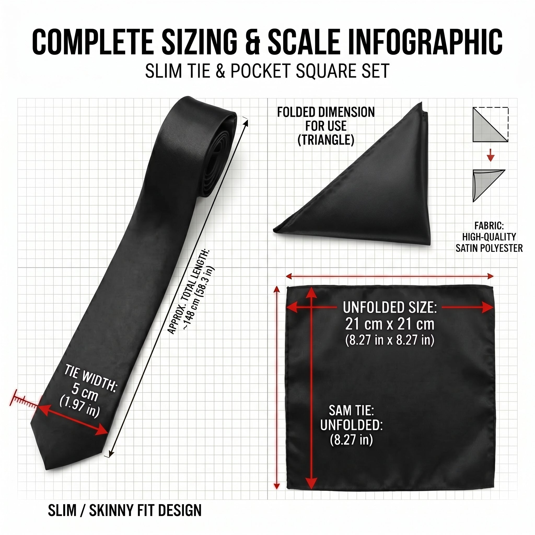 Black folding of pocket square