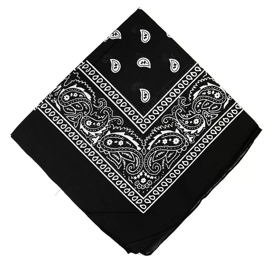 Black Paisley Polyester Bandana - Aamera Fashion