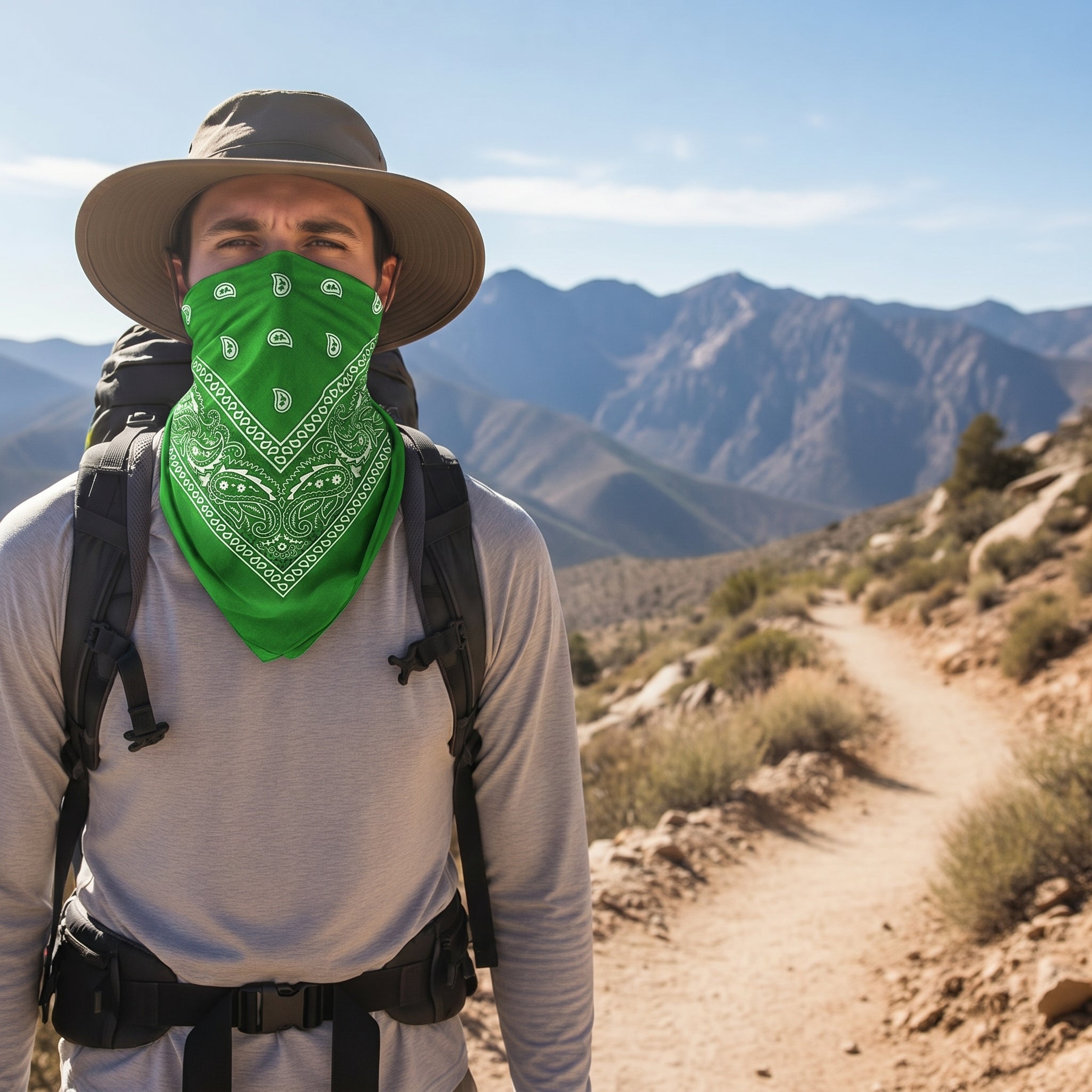 Green Paisley Polyester Bandana