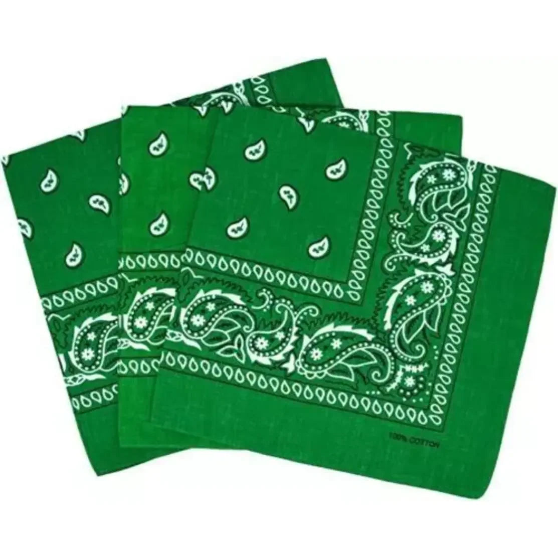 Green Paisley Cotton Bandana in 3 Pack - Aamera Fashion