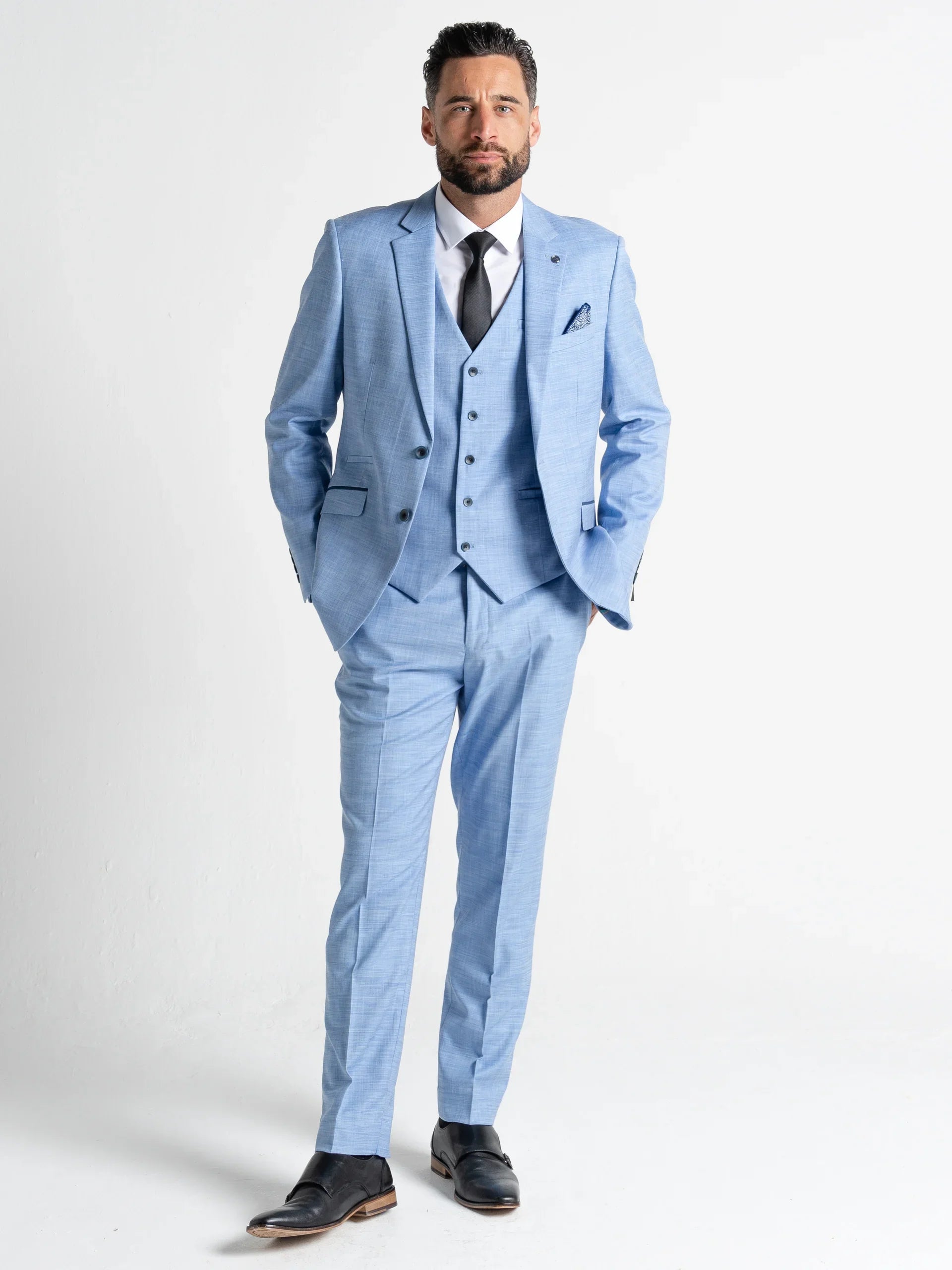 Henry Blue 3-Piece Slim Fit Suit for Men
