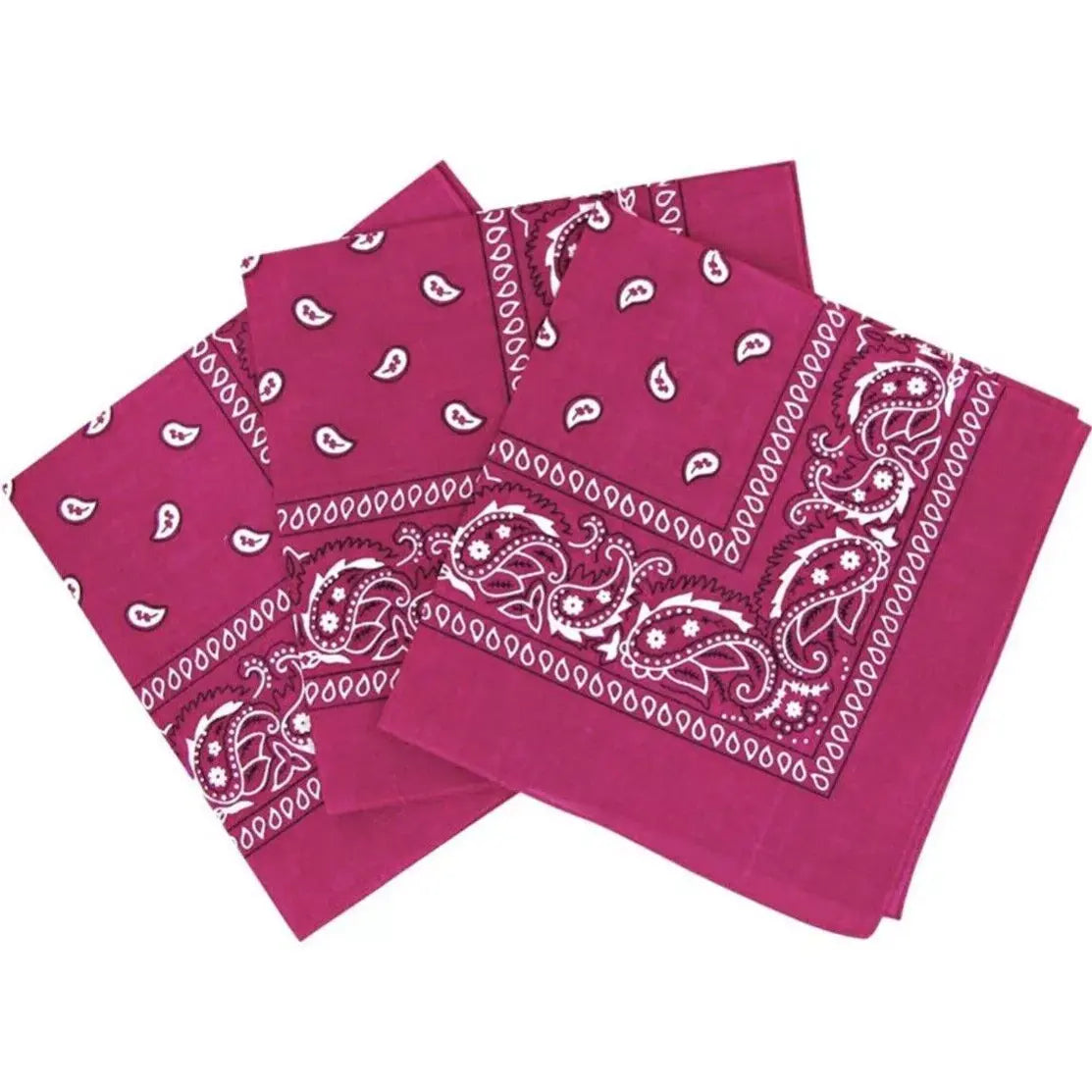 Hot Pink Paisley Cotton Bandana in 3 Pack - Aamera Fashion