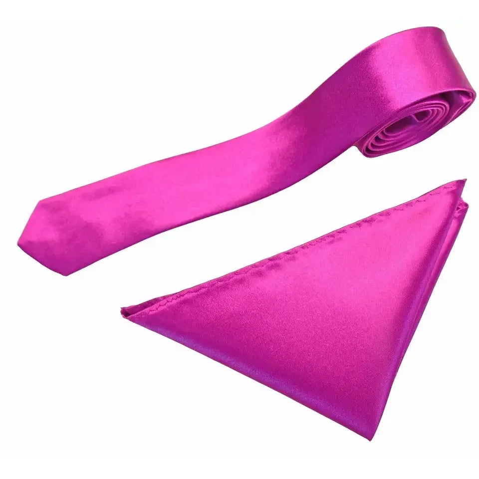 Hot Pink tie and pocket square set - Aamera Fashion