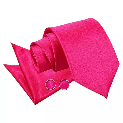 Hot Pink Tie, Pocket Square and cufflinks sets - Aamera Fashion