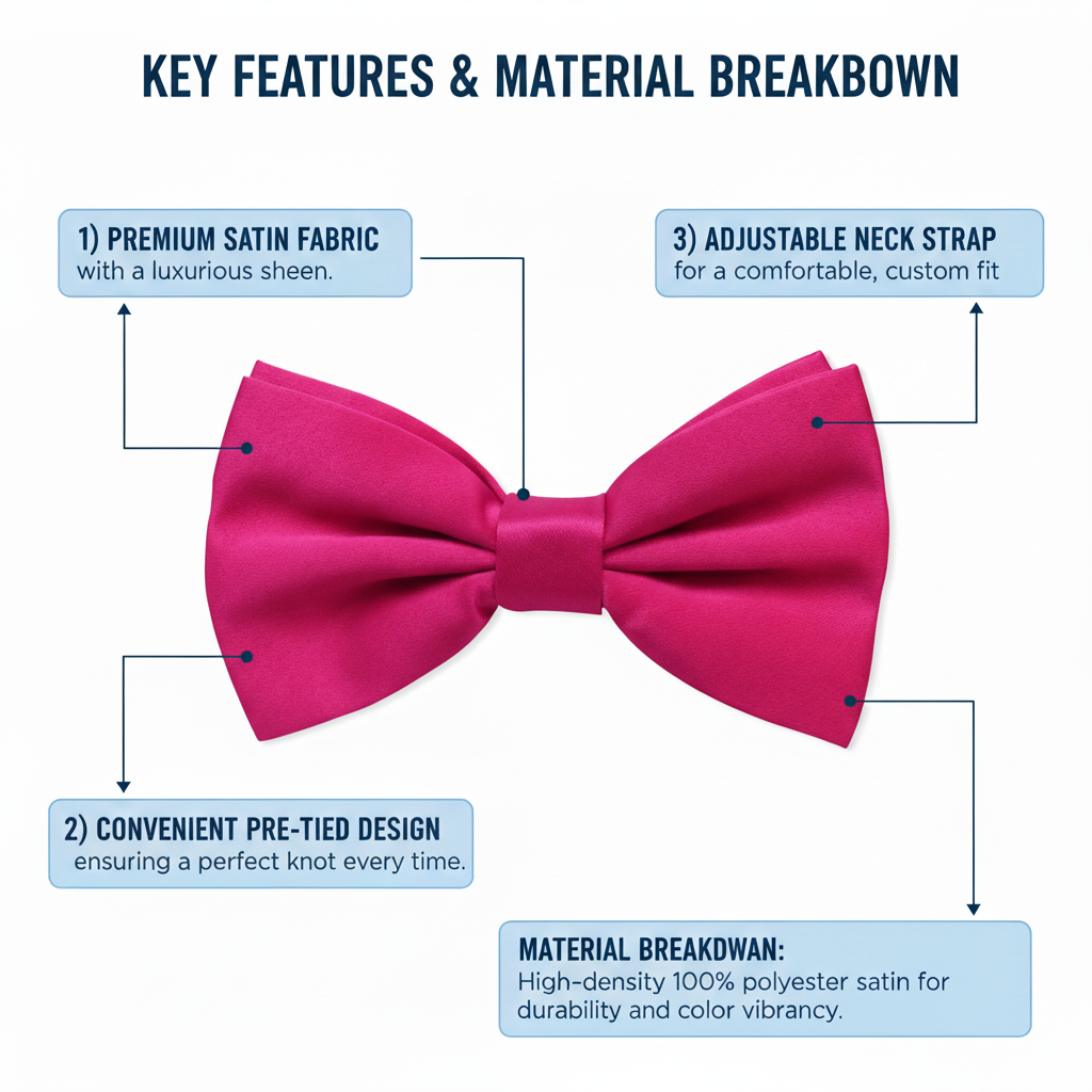 Hot Pink Bow Tie for Men