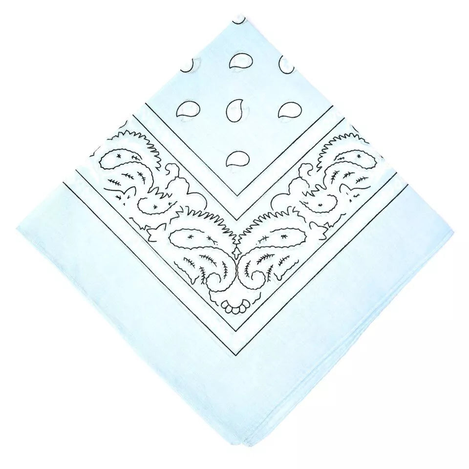 Light Blue Paisley Cotton Bandana - Aamera Fashion