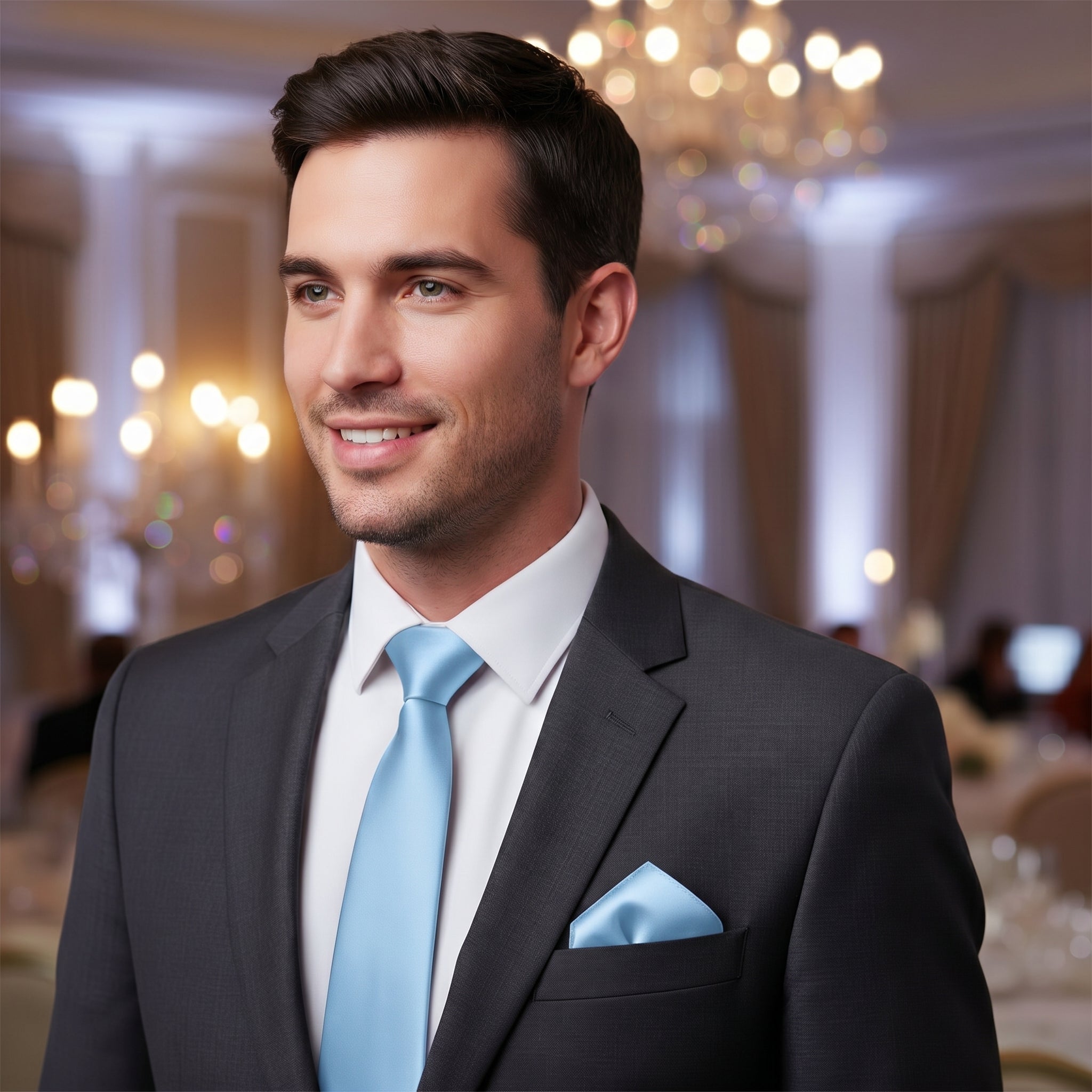 Light Blue folding of pocket square