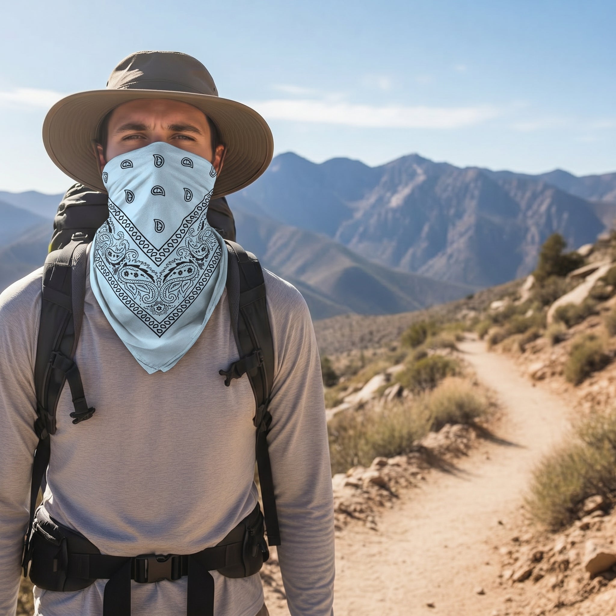 Light Blue Paisley Cotton Bandana