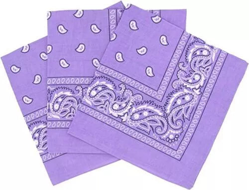 Light Purple Paisley Cotton Bandana in 3 Pack - Aamera Fashion