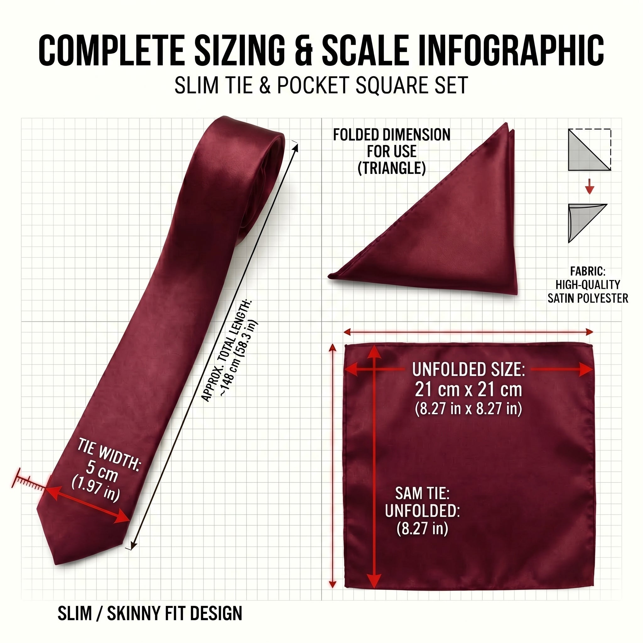 Maroon pocket squares for suits