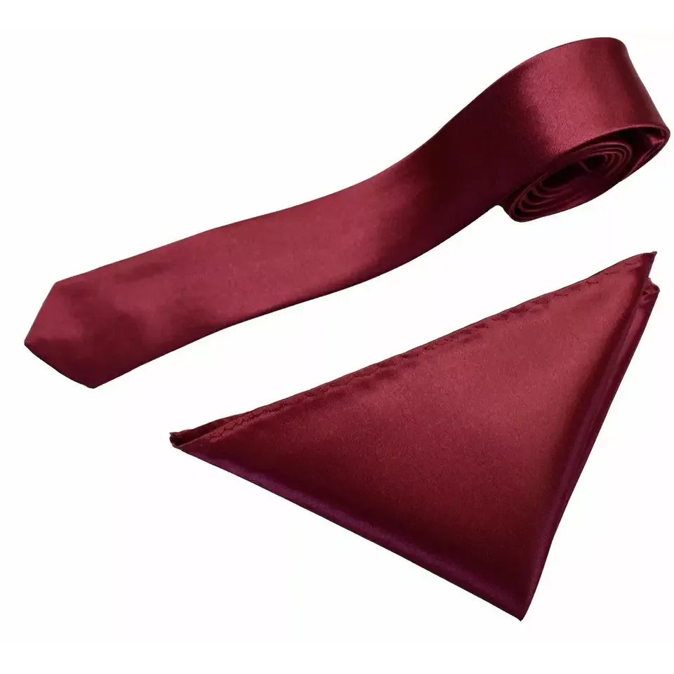 Maroon tie and pocket square set - Aamera Fashion