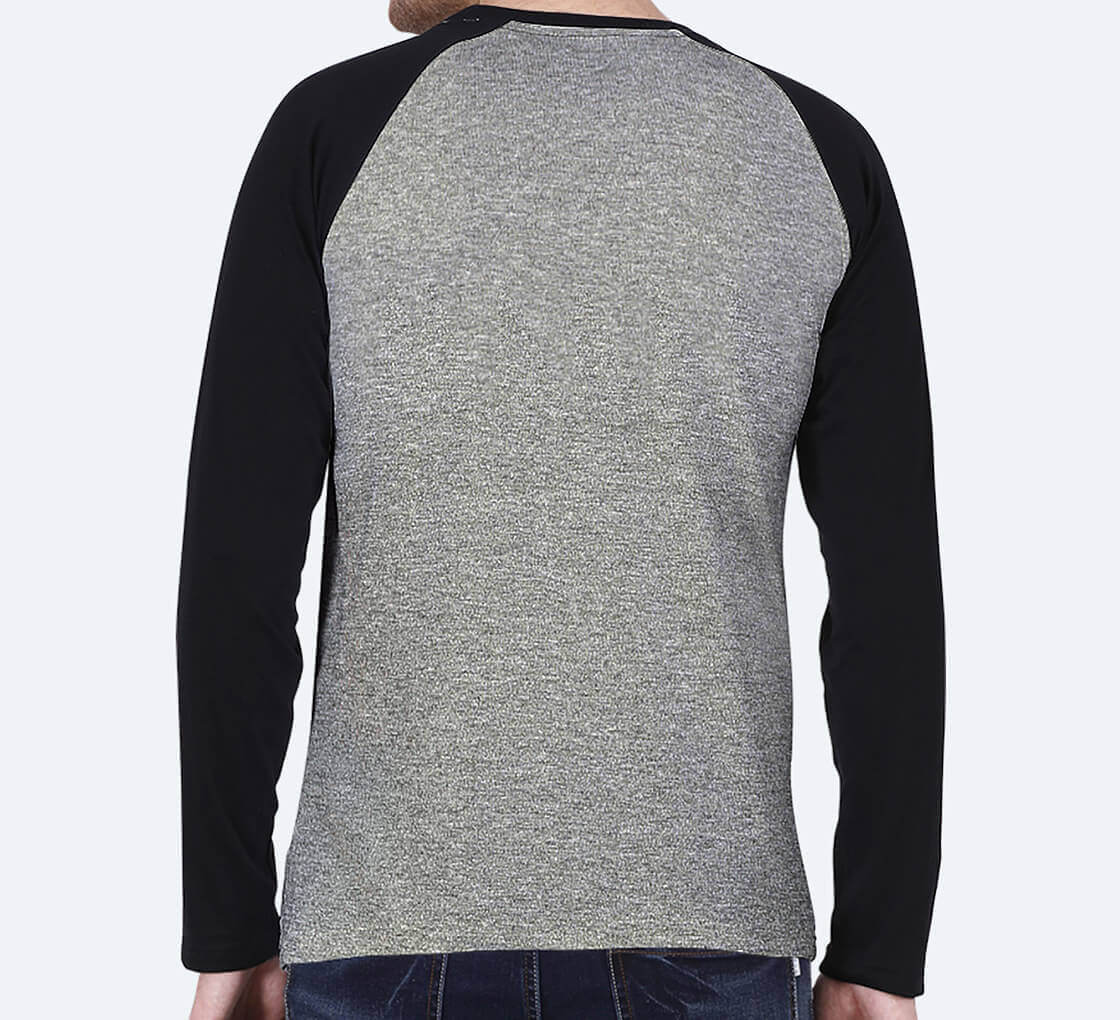 Customized Men’s Raglan T-Shirt – Grey | Casual Comfort with a Custom Edge