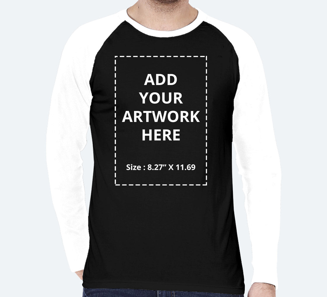 Customized Men’s Raglan T-Shirt – Black | Casual Comfort with a Custom Edge