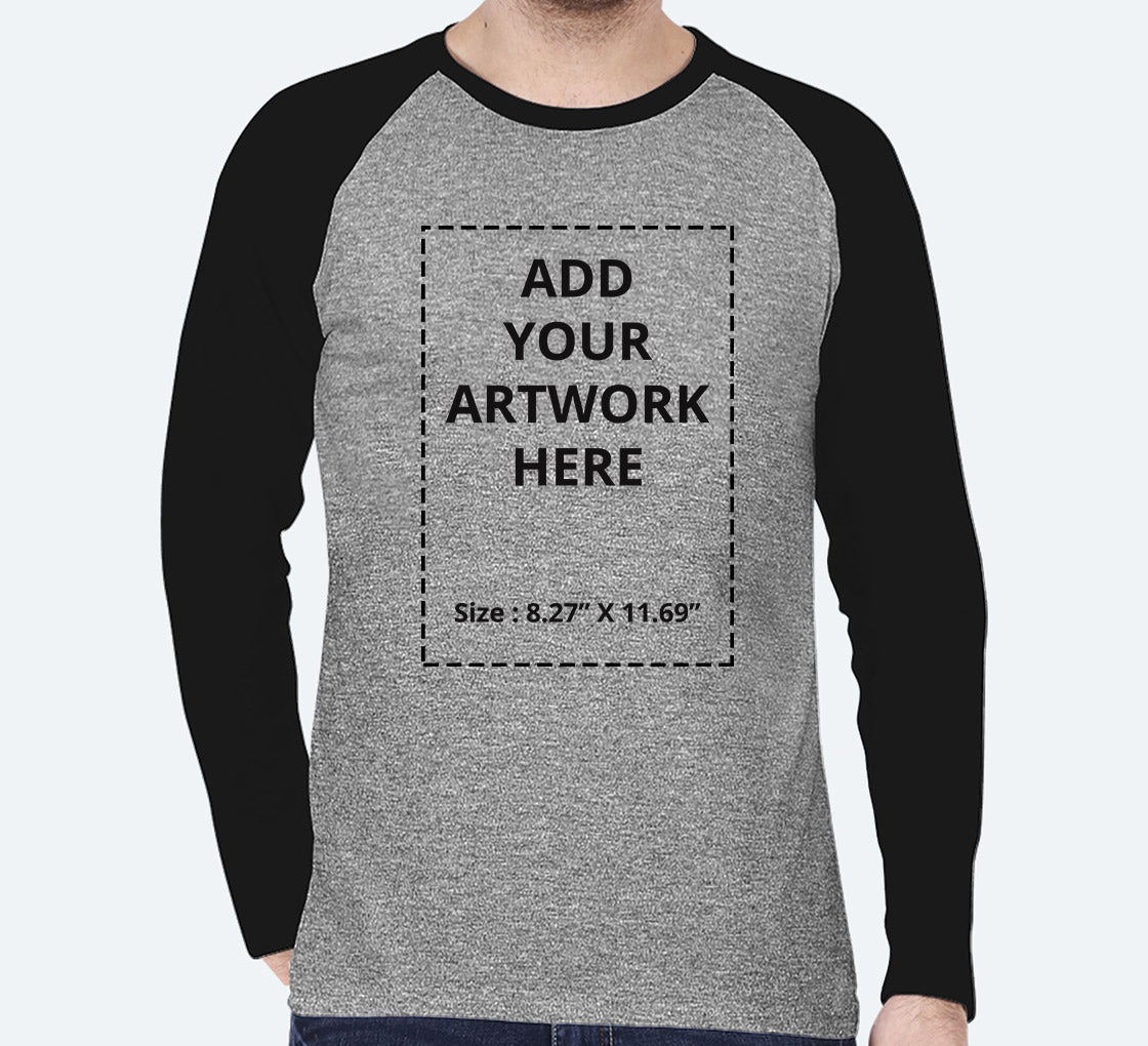 Customized Men’s Raglan T-Shirt – Grey | Casual Comfort with a Custom Edge