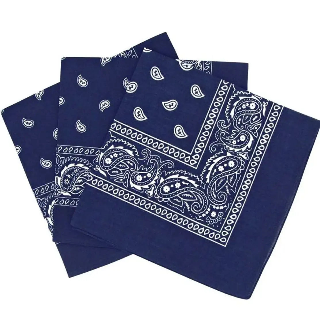 Navy Blue Paisley Cotton Bandana in 3 Pack - Aamera Fashion