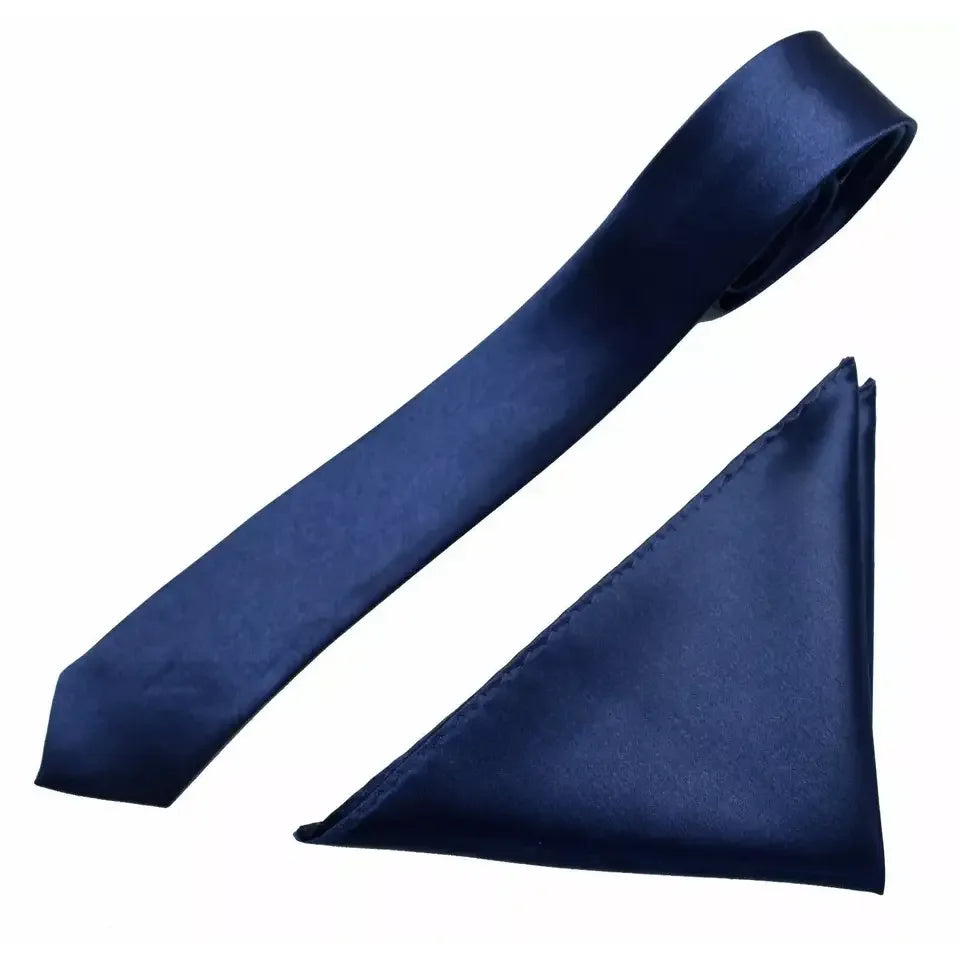 Navy Blue tie and pocket square set - Aamera Fashion