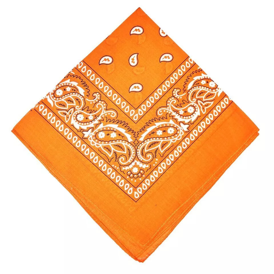 Orange Paisley Polyester Bandana - Aamera Fashion