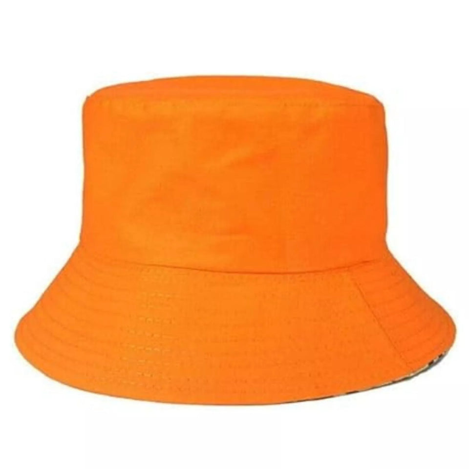 Orange Bucket Hat in Cotton - Summer Hat for Men & Women - Aamera Fashion